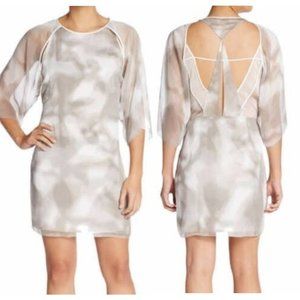 HALSTON HERITAGE White Chiffon Cut Out Mini Dress